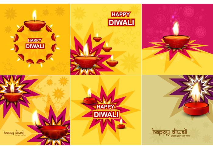 Coleção De Diwali Card vetor