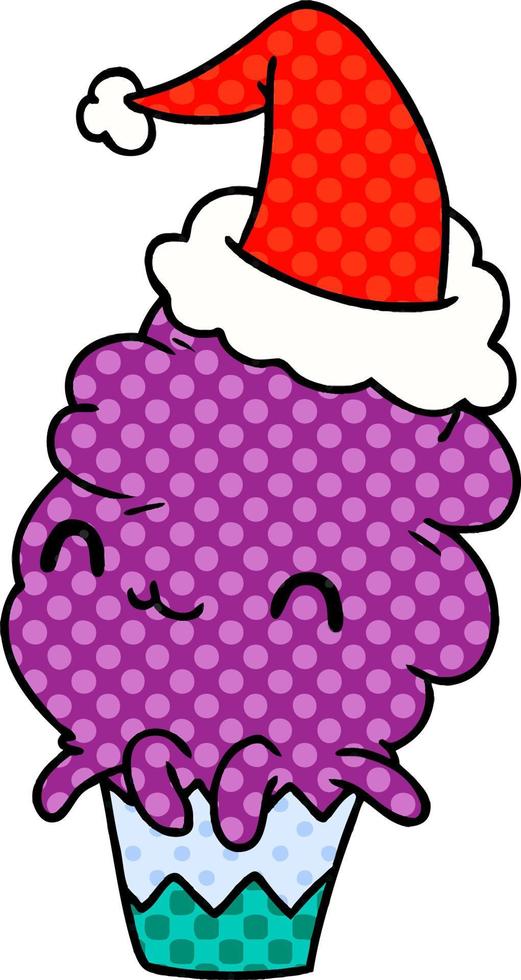 desenho de natal de muffin kawaii vetor