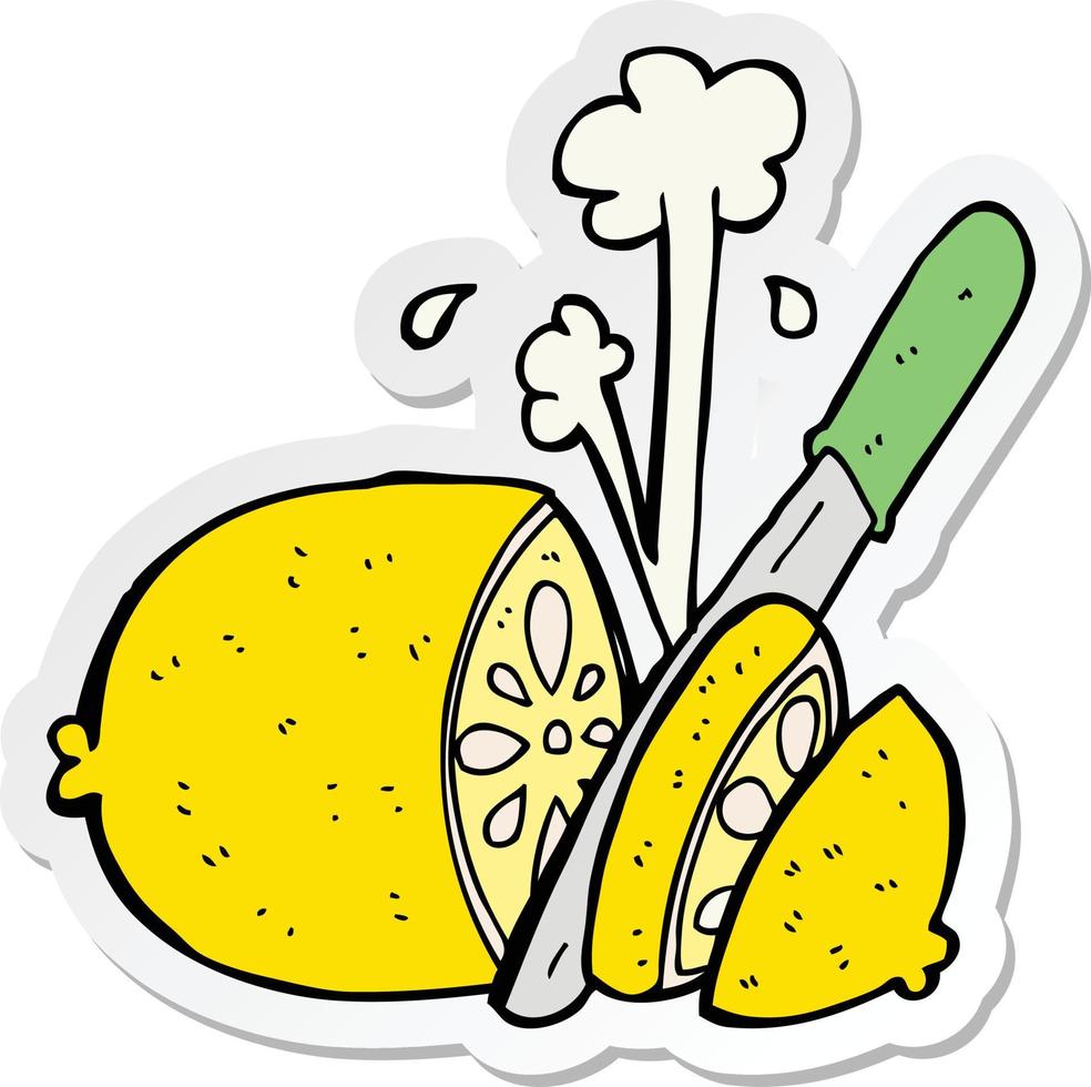 adesivo de um desenho animado de limão fatiado vetor