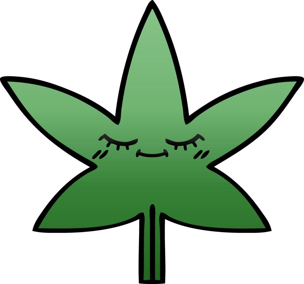 folha de maconha de desenho animado sombreado gradiente vetor