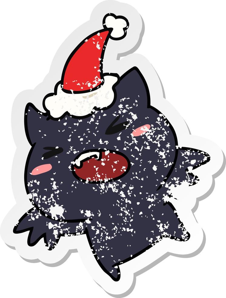 desenho de adesivo angustiado de natal de morcego kawaii vetor