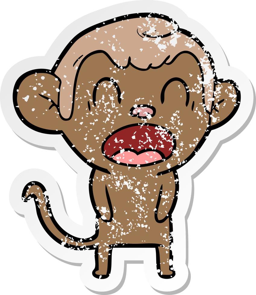 vinheta angustiada de um macaco de desenho animado bocejando vetor