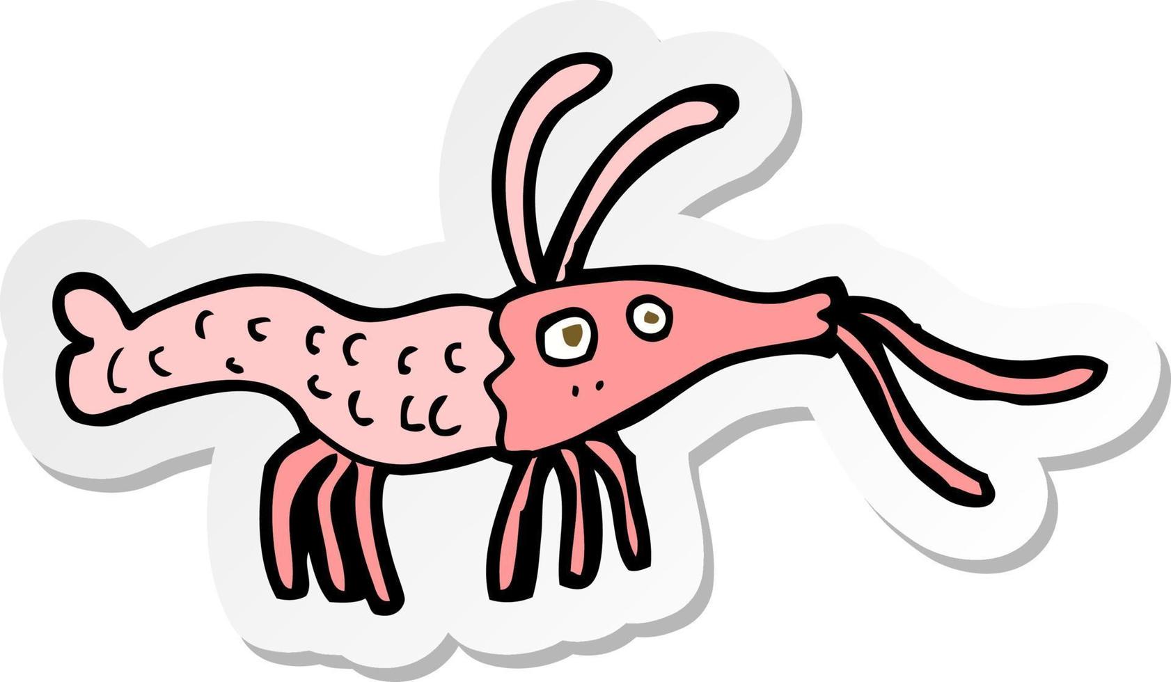 adesivo de um camarão de desenho animado vetor