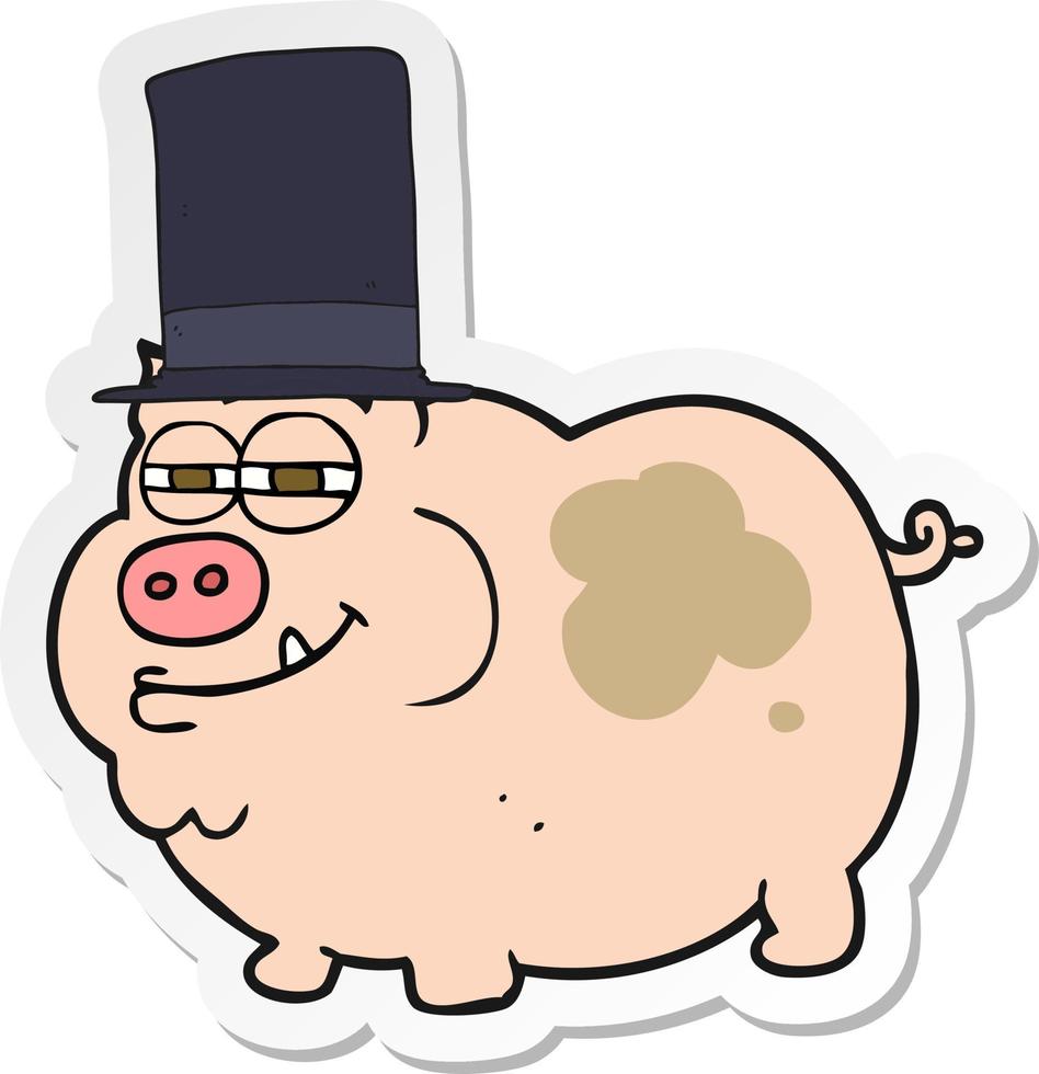 adesivo de um porco rico em desenhos animados vetor