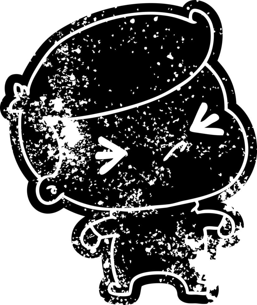 ícone grunge de um bebê cruz fofo kawaii vetor