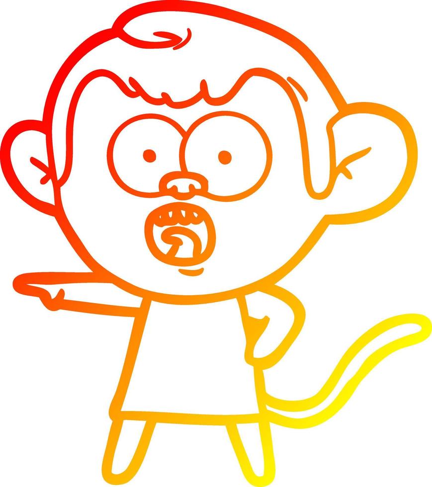 desenho de linha de gradiente quente desenho animado macaco chocado vetor