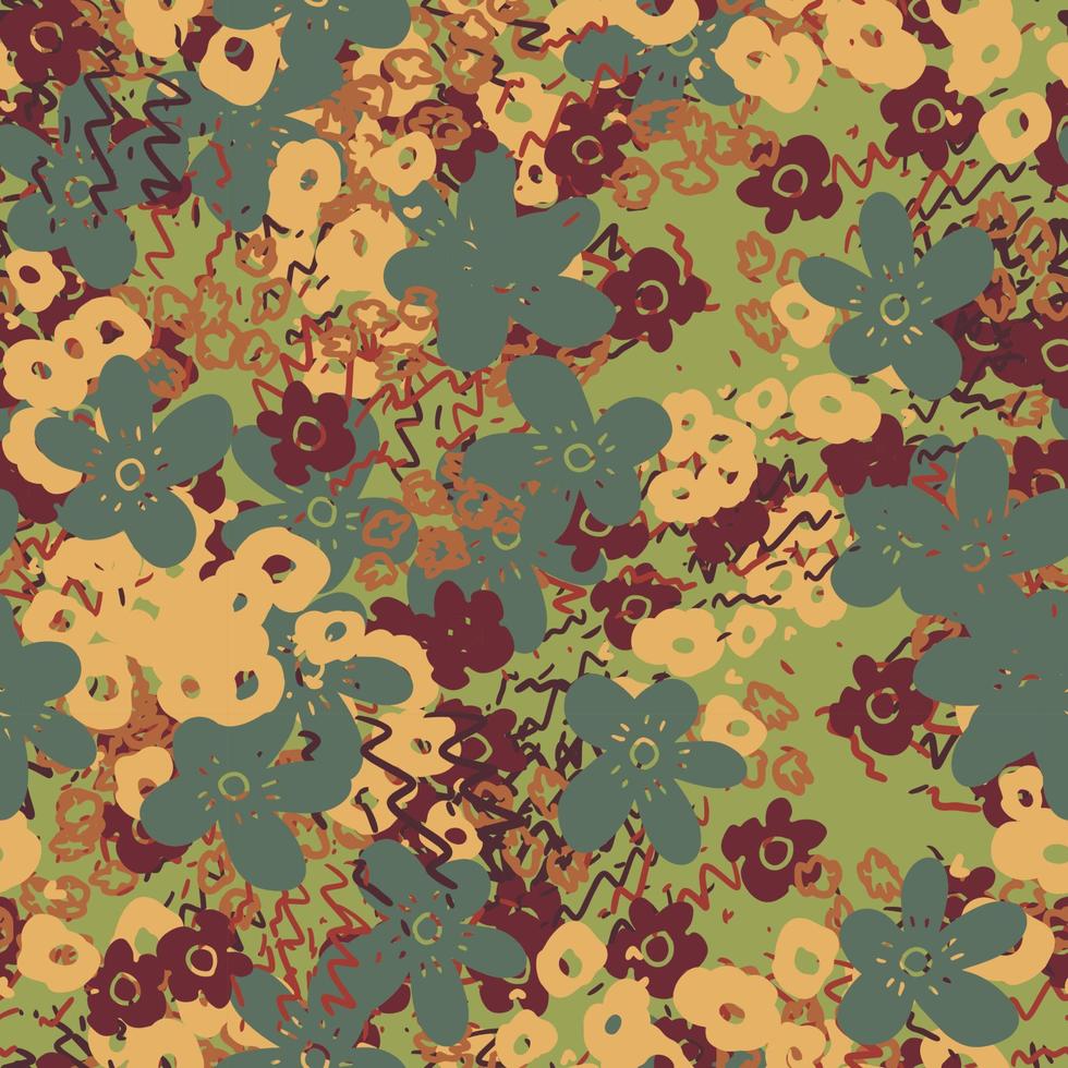 padrão sem emenda abstrato colorido doodle doodle bagunçado. fundo floral fantasia. textura ditsy florete. vetor