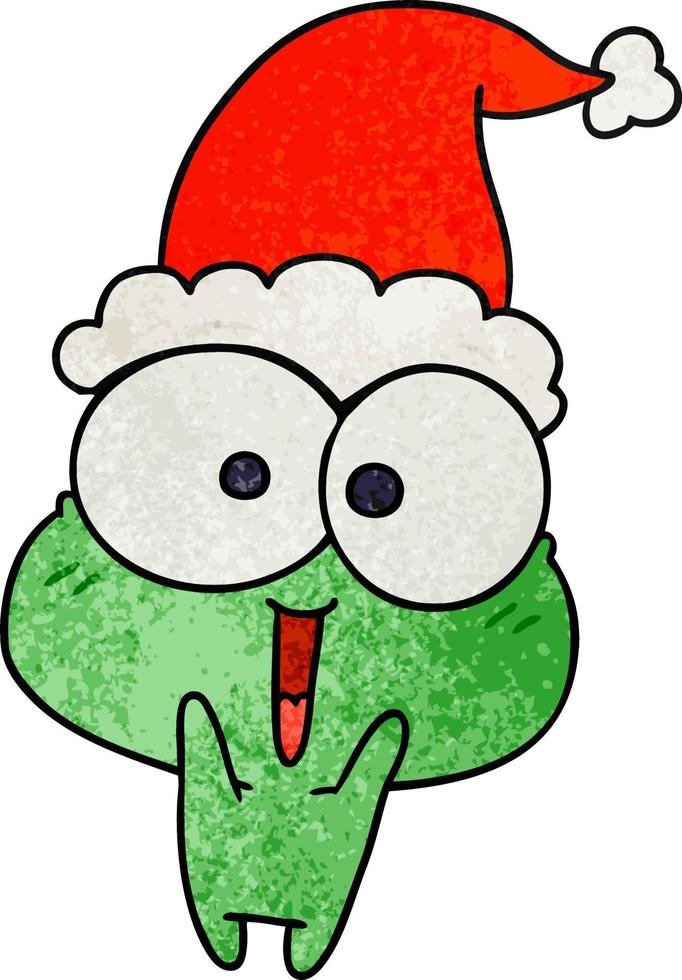 desenho de natal texturizado de sapo kawaii vetor