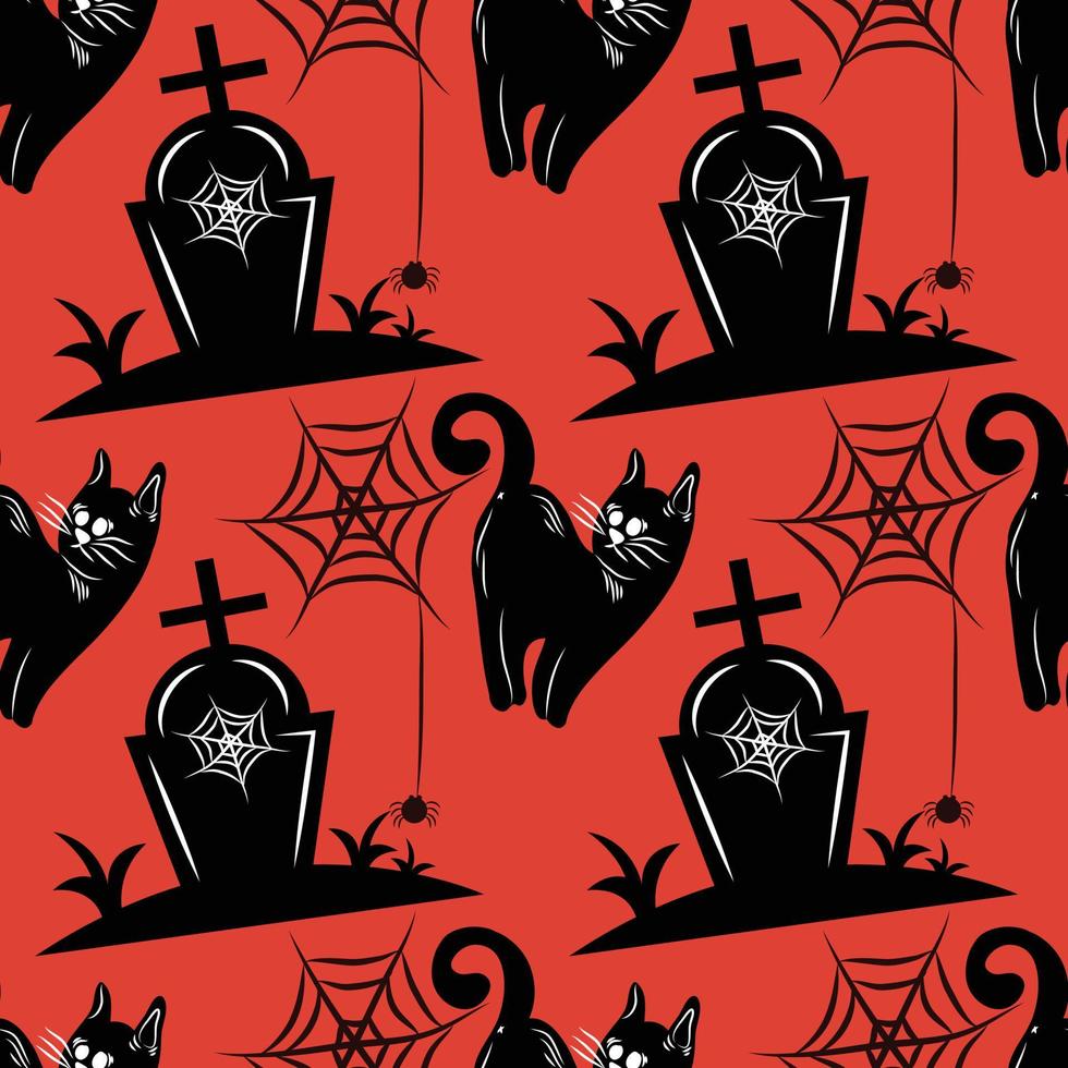 item fofo de halloween design de vetor sem costura vetor de fundo vermelho