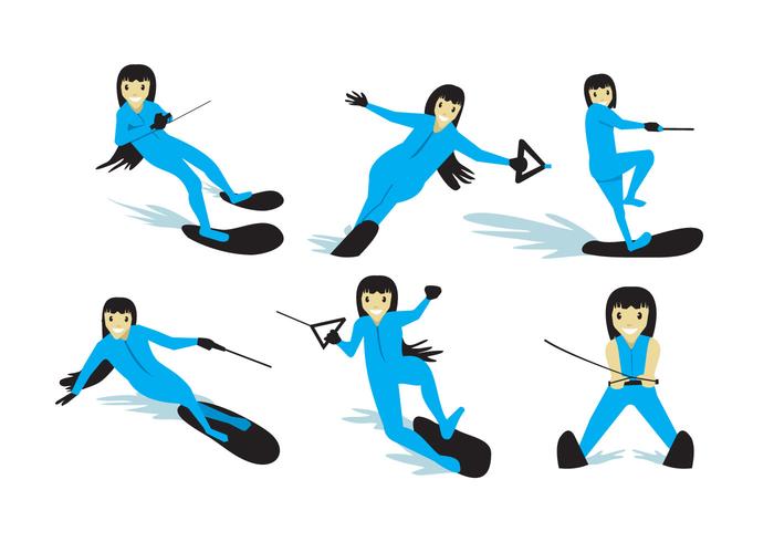 Vector de menina de esqui aquático