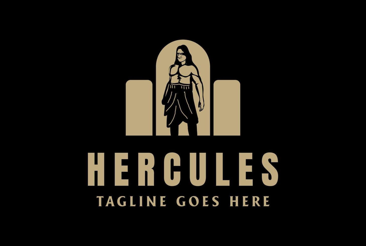 vetor de design de logotipo de herói grego retro vintage hercules