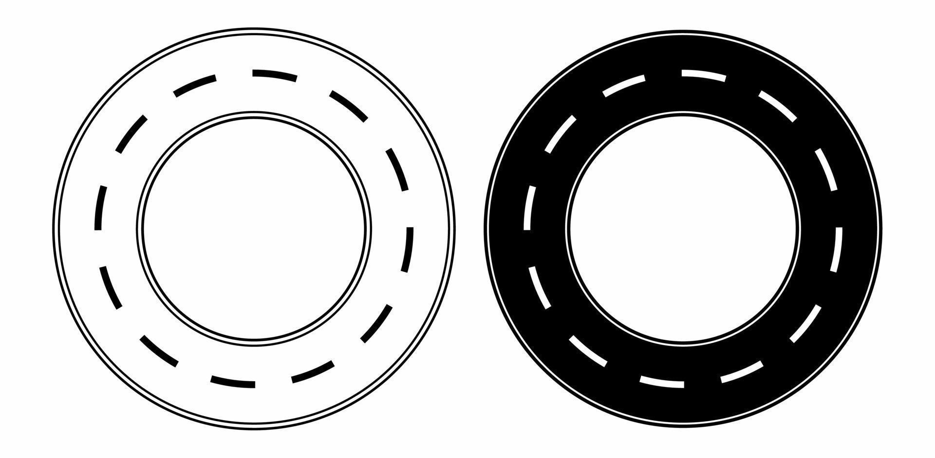 estrada do círculo conjunto isolado no fundo branco vetor