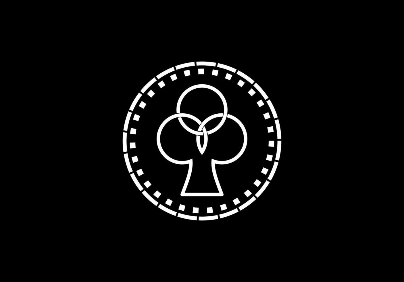 logotipo do cassino trevo isolado em fundo preto. logotipo do cartão de jogo vetor