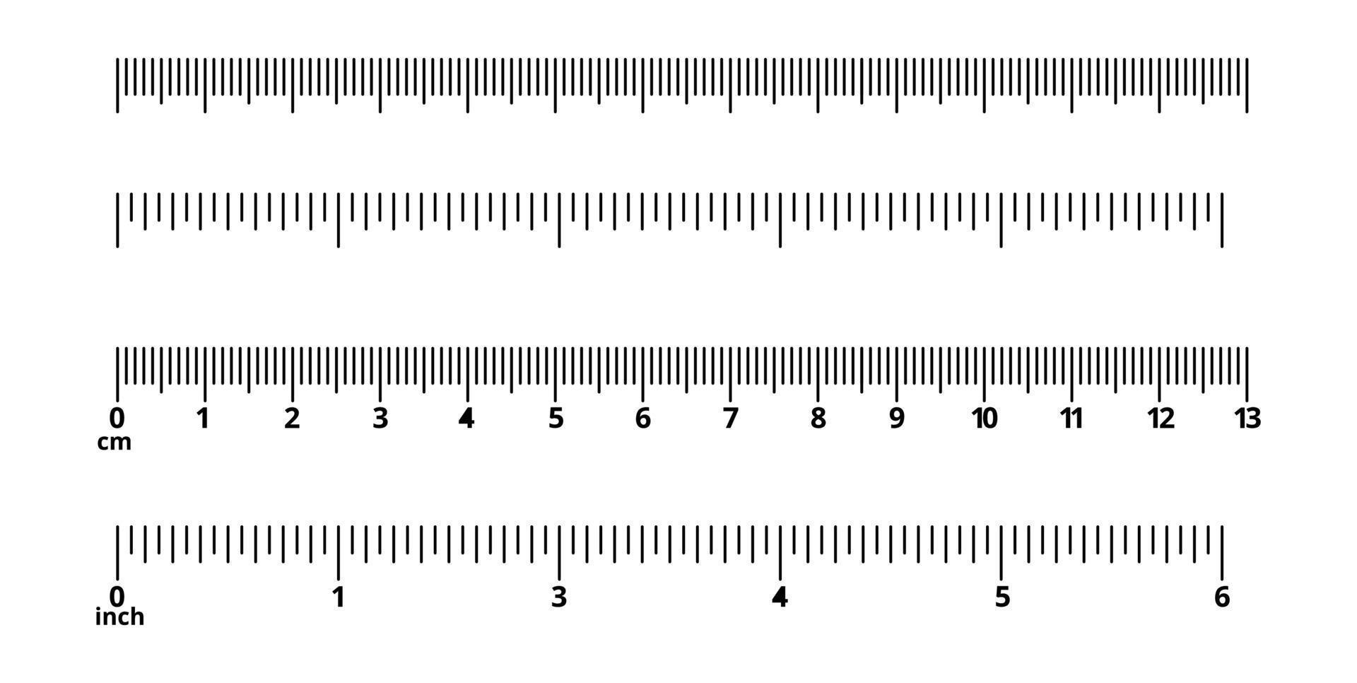 centímetro e polegada da régua da escala isolados no fundo branco vetor