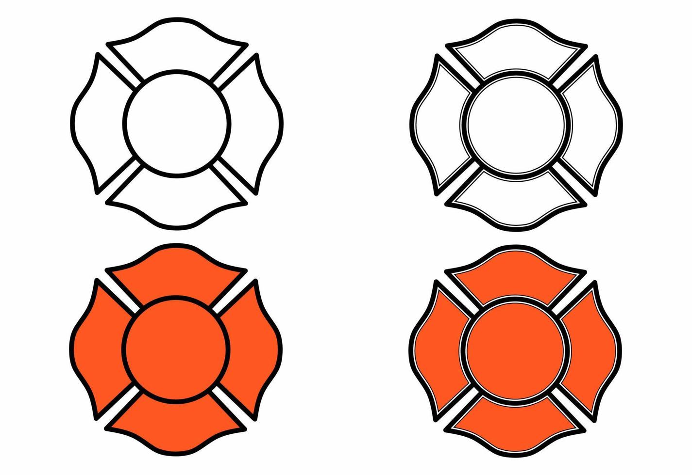 conjunto de ícones de emblema de bombeiro isolado no fundo branco vetor