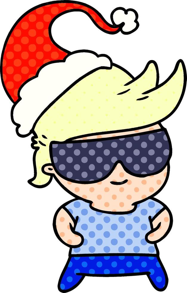 desenho de natal do menino kawaii vetor