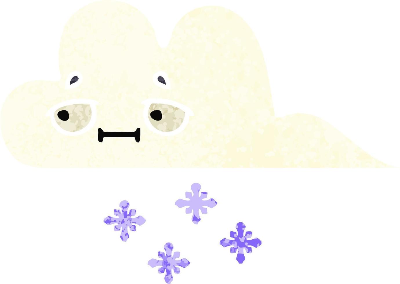 nuvem de neve dos desenhos animados de estilo de ilustração retrô vetor