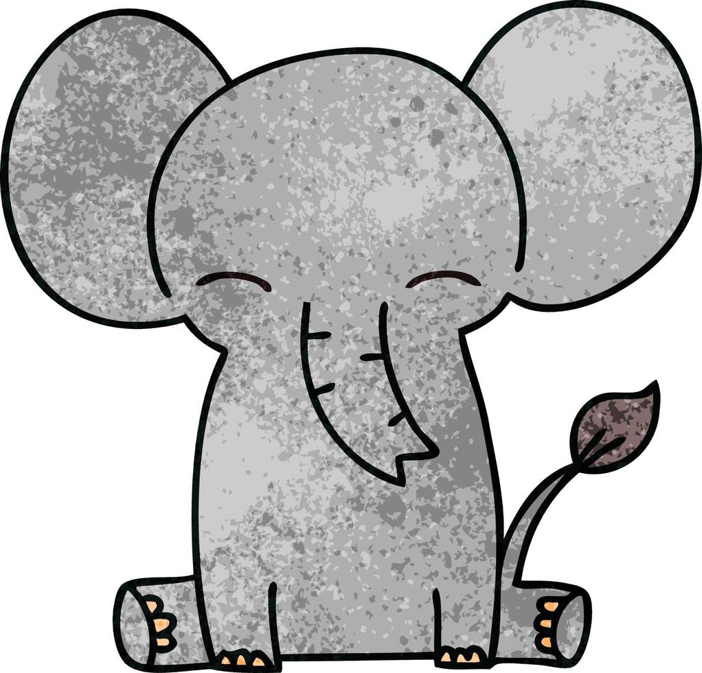 elefante de desenho animado desenhado à mão peculiar vetor