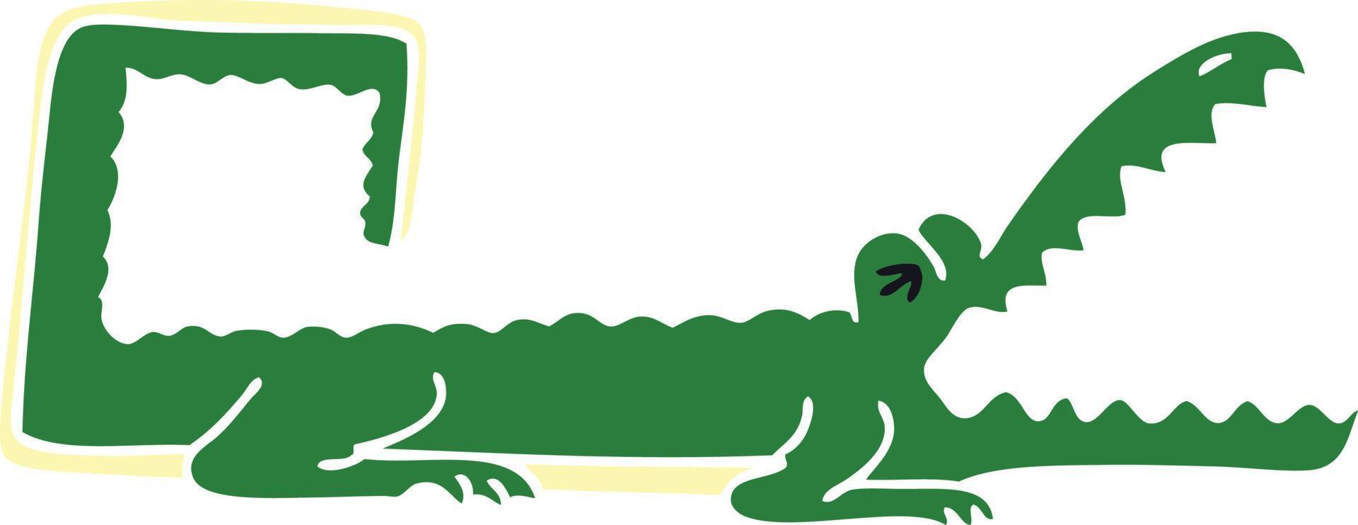 crocodilo de desenho animado desenhado à mão peculiar vetor