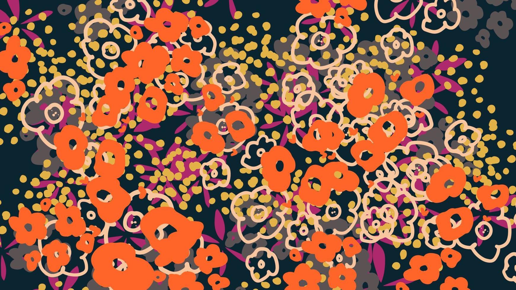 fantasia ditsy floral doodle dá forma ao fundo. cartão abstrato bagunçado, layout. página de destino fofa criativa ou plano de negócios. capa de anúncio, cartão de casamento. vetor