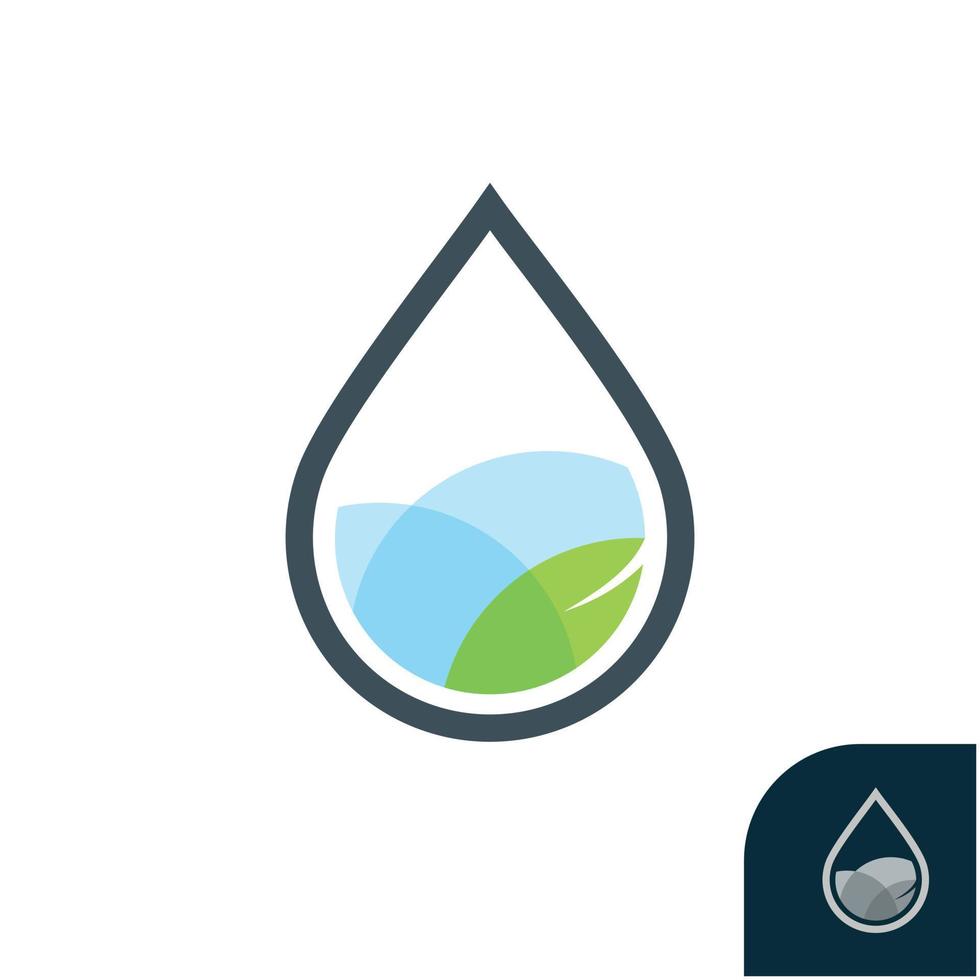 folha em um logotipo de gota de água vetor