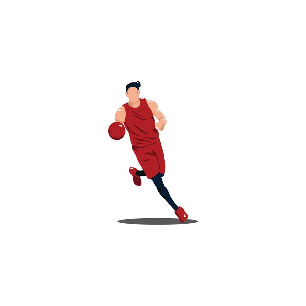 homem suave driblando a bola no jogo de basquete - ilustrações de jogador de basquete suave driblando o desenho de bola isolado no branco vetor