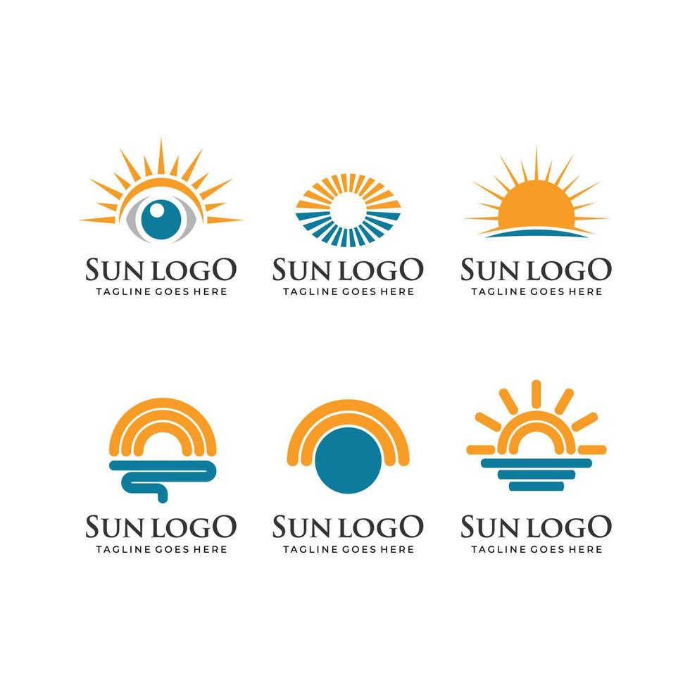 conjunto de logotipo do elemento sol vetor