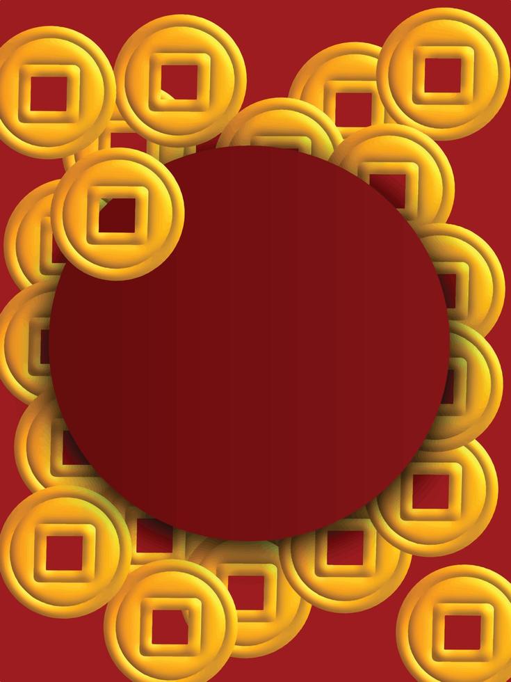 vermelho rosa laranja amarelo moeda dourado moldura fundo papel de parede vazio decoração ornamento feliz ano novo chinês zodíaco tigre Ásia sorte riqueza rico dinheiro forte tailândia coreia taiwan hong kong país vetor