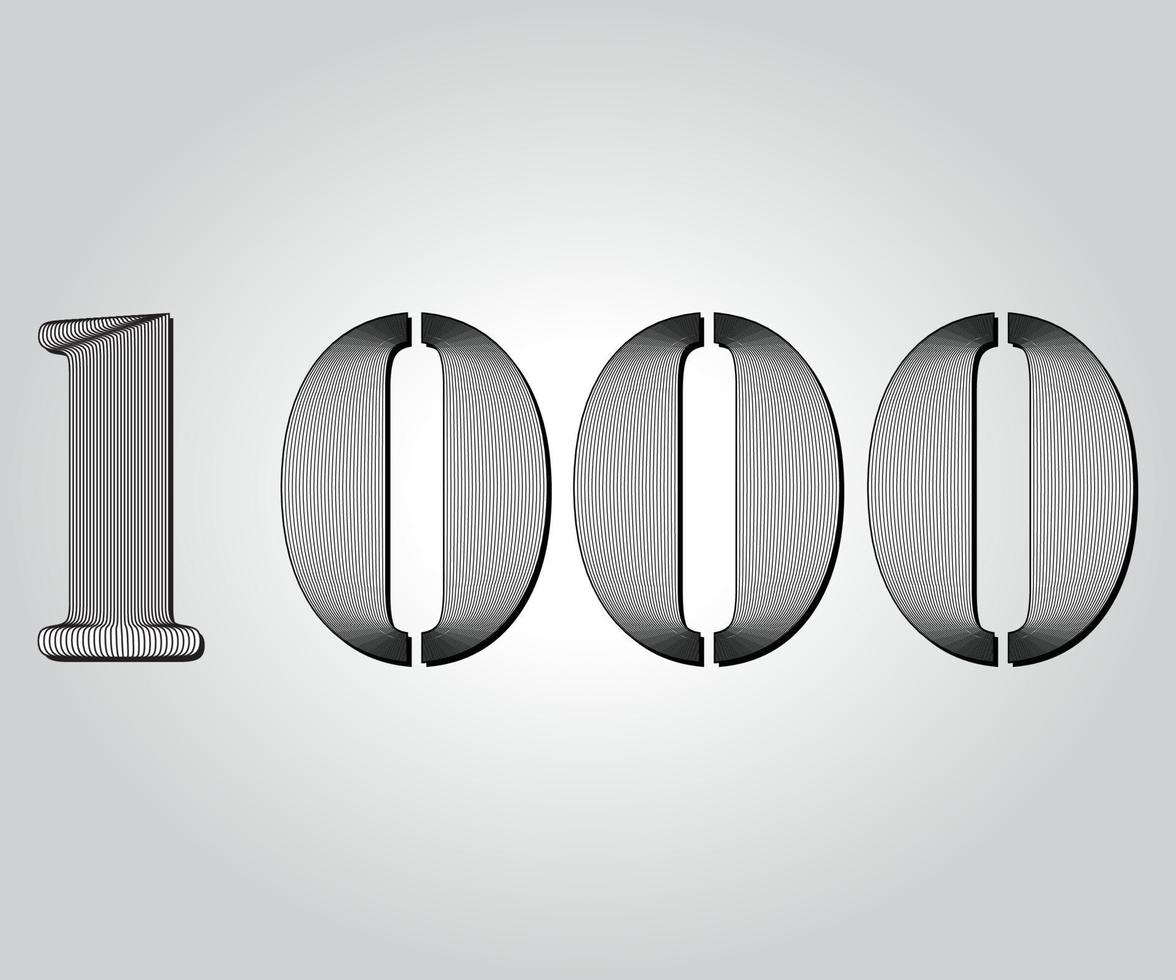 1000, desenho numérico guilhoché vetor