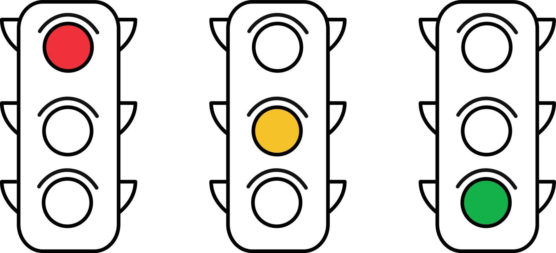 ícone de sinal de semáforo em fundo branco. vetor