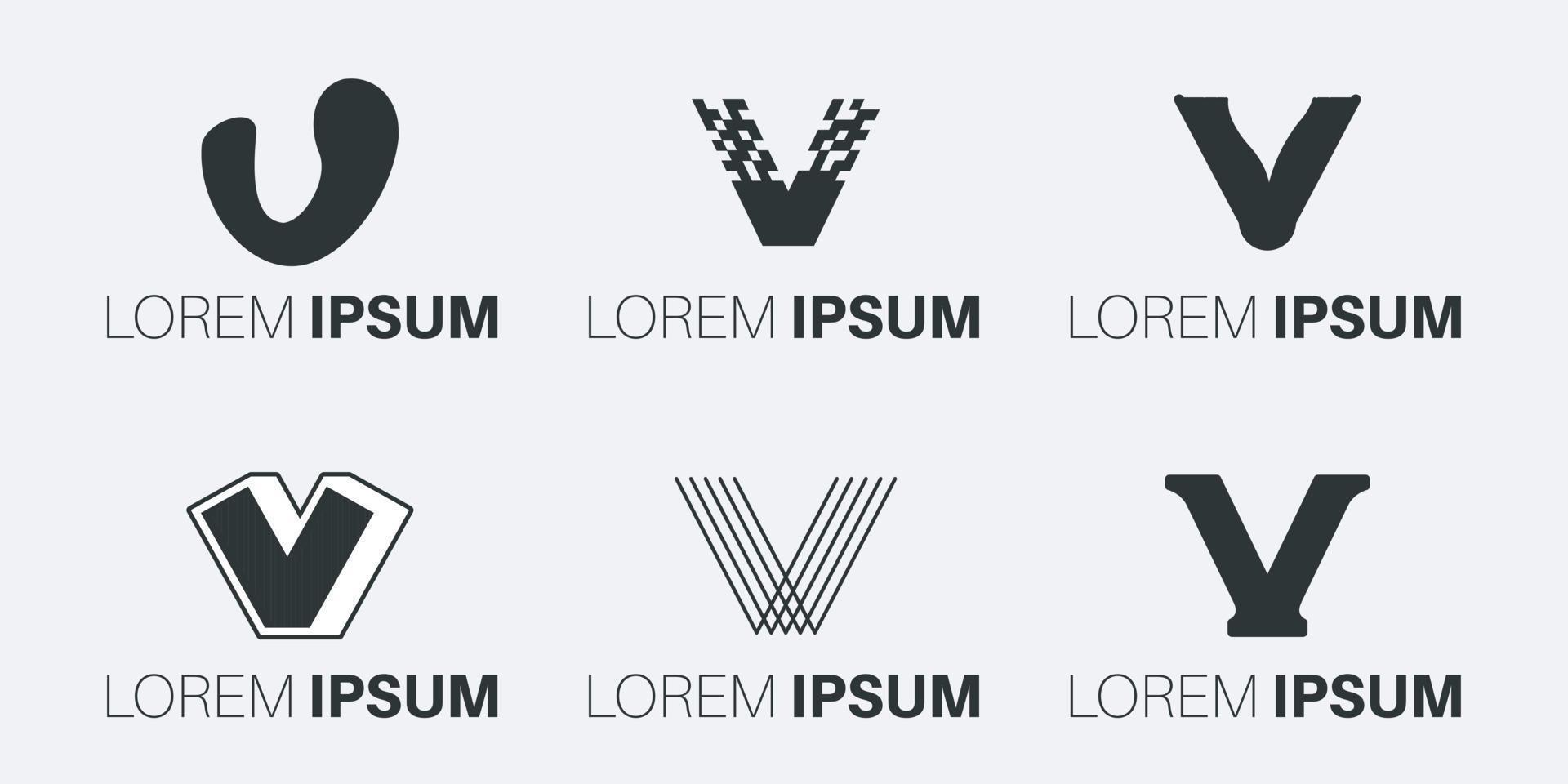 conjunto de design de logotipo de letra v monograma criativo vetor