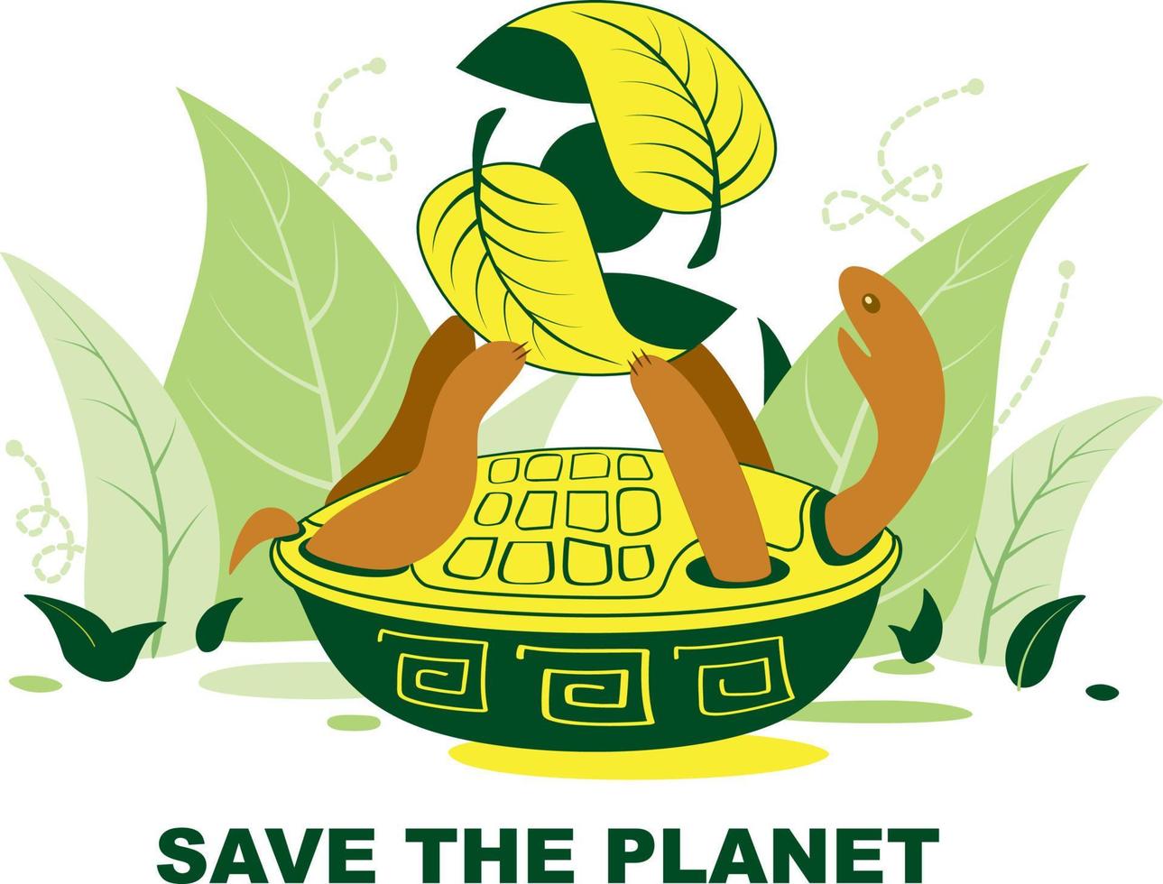 tartaruga manter a terra com plantas em ação. dia da terra, dia do planeta vetor
