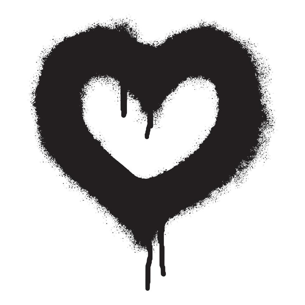 spray símbolo de coração grafite isolado no fundo branco. vetor