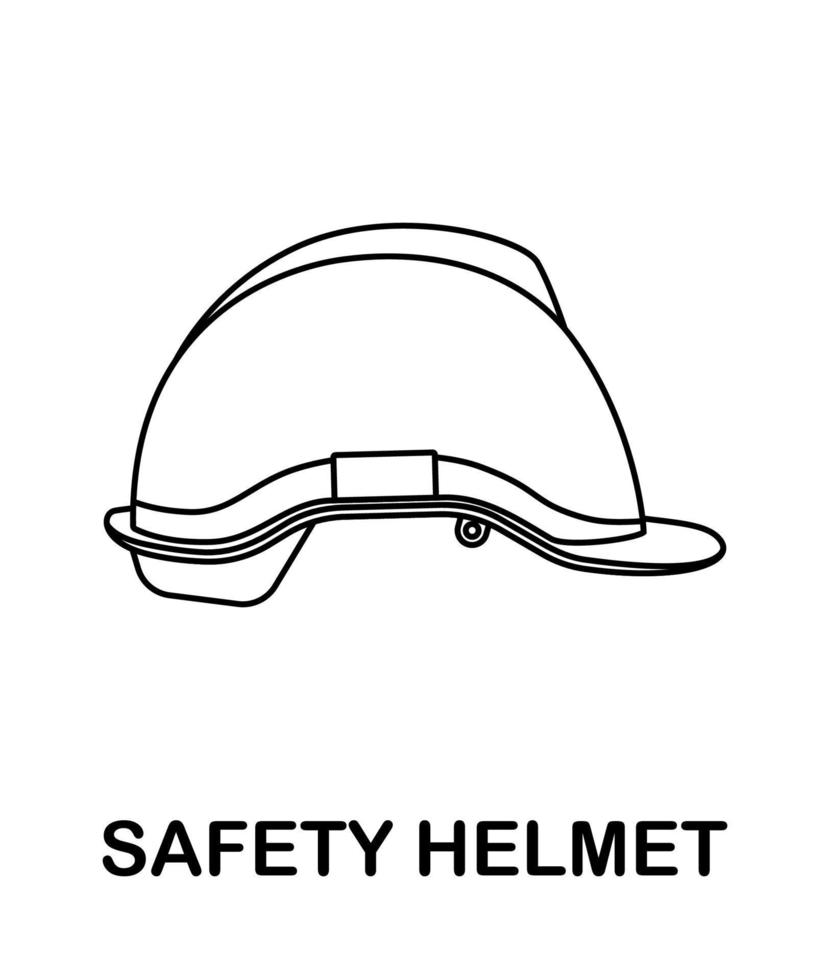 página para colorir com pincel de capacete de segurança para crianças vetor
