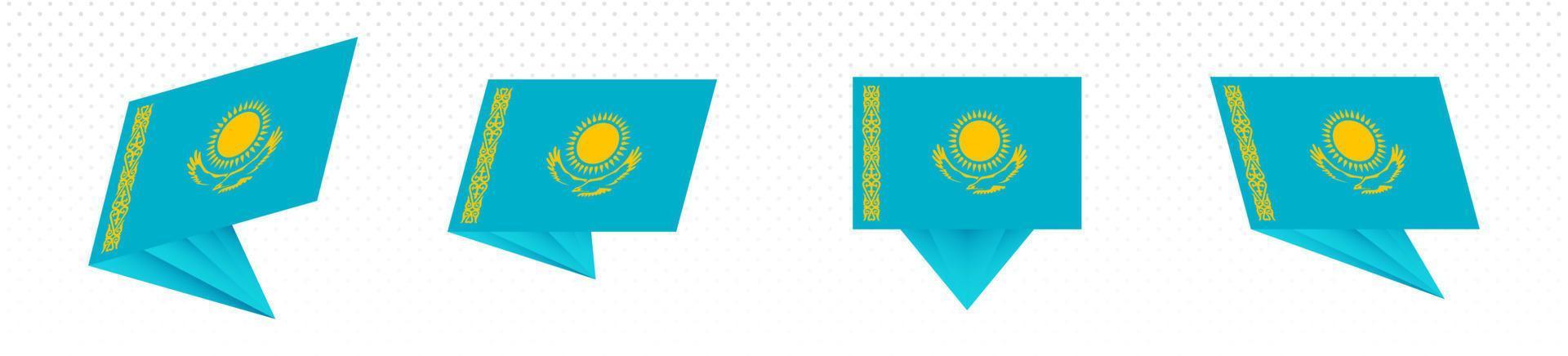 bandeira do cazaquistão em design abstrato moderno, conjunto de bandeiras. vetor