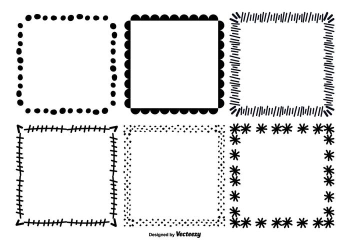 Conjunto de moldura de vetor desenhado mão desenhada