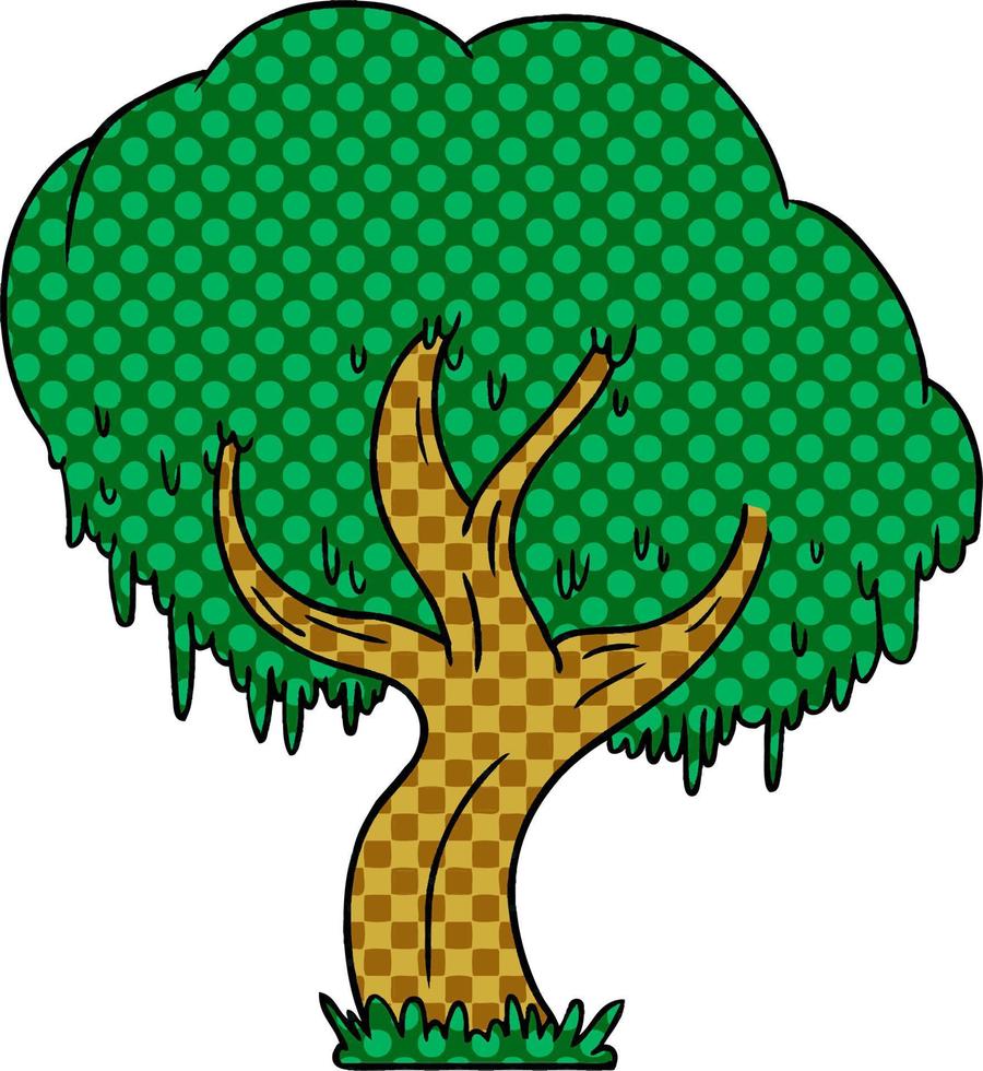 doodle de desenho animado de uma árvore verde vetor