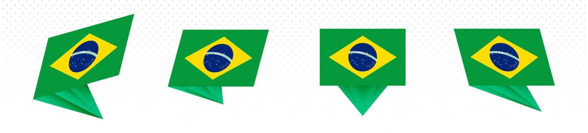 bandeira do brasil em design abstrato moderno, conjunto de bandeiras. vetor