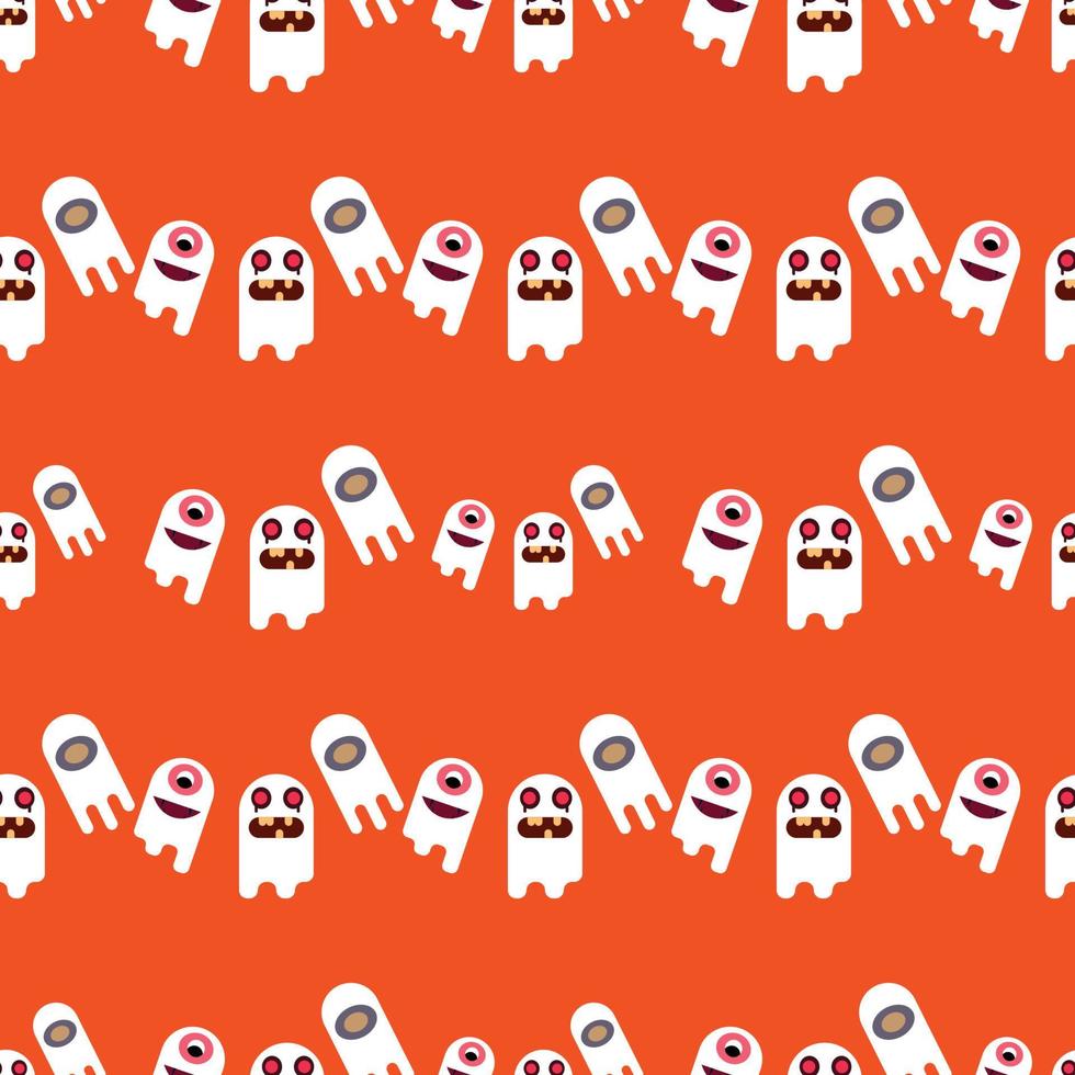 fundo de padrão sem costura fantasma de desenho animado, conceito de papel de parede de halloween, ilustração vetorial de embrulho de presente vetor