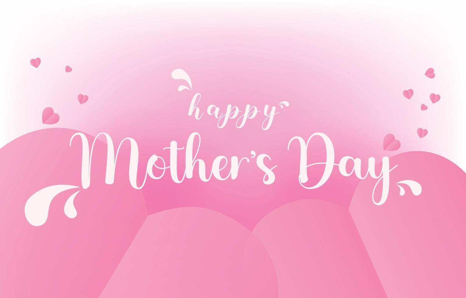 dia das mães cartão banner vetor com 3d corações voadores rosa papercut.symbol de amor e cartas manuscritas no fundo rosa.