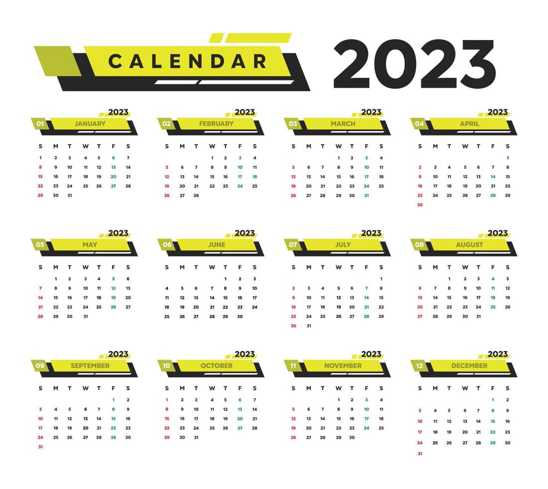 calendário de negócios profissional 2023 em estilo geométrico vetor