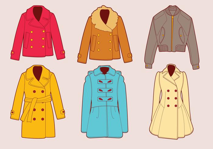 Conjunto de vetores de inverno e casaco