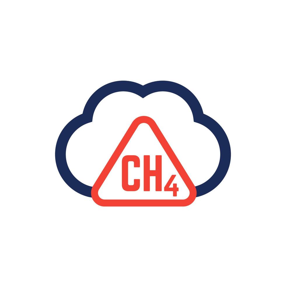 emissões de metano, ícone de aviso de gás ch4 vetor