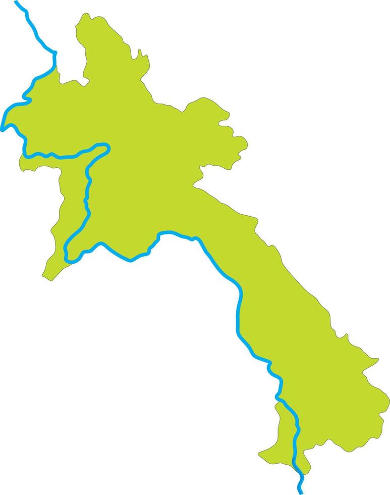 mapa do laos inclui regiões de árvores e rio mekong, países limítrofes, tailândia, camboja, birmânia, china e vietnã vetor