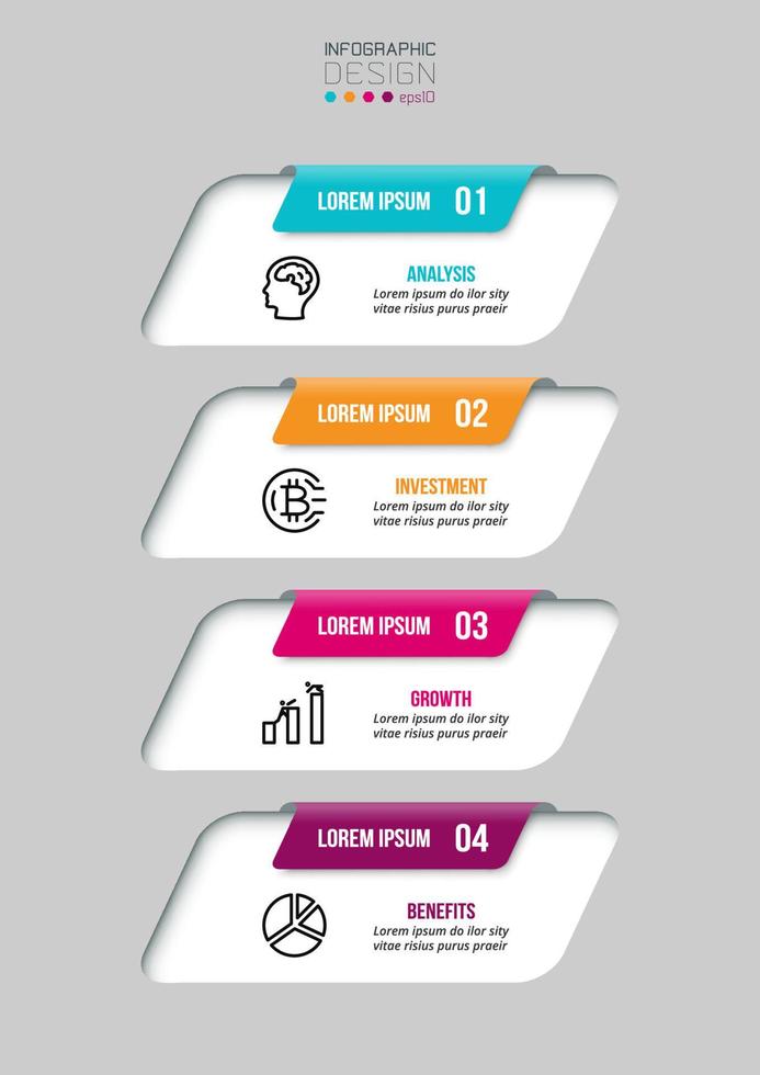 conceito de negócio de modelo infográfico com fluxo de trabalho. vetor