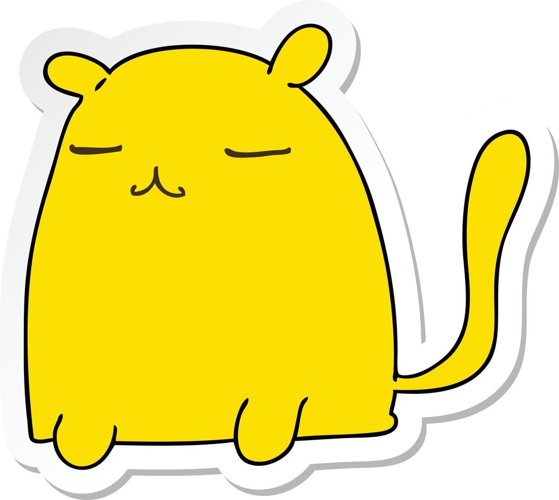 adesivo de um gato de desenho animado desenhado à mão peculiar vetor
