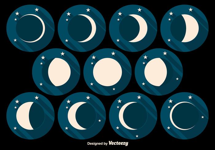 Ícones do vetor plano das fases da lua