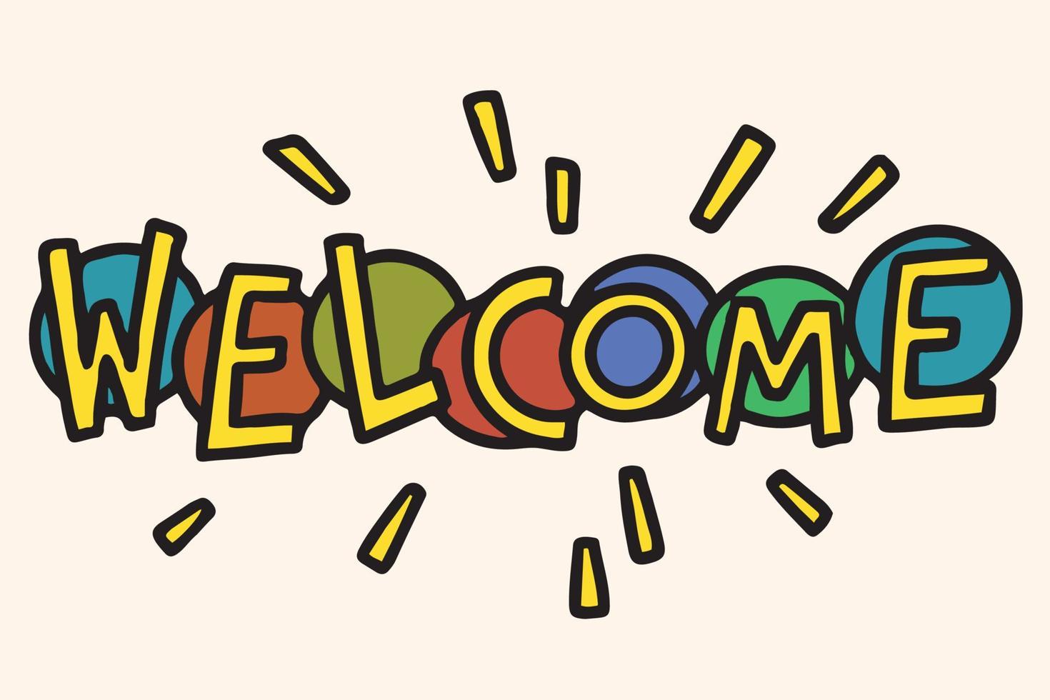 ilustração de banner de boas-vindas colorido desenhado à mão vetor