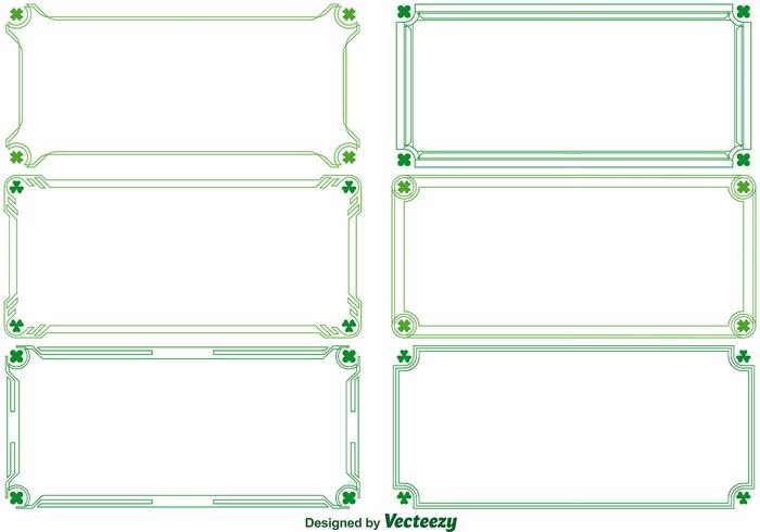 Fronteiras decorativas de vetores verdes com trevos