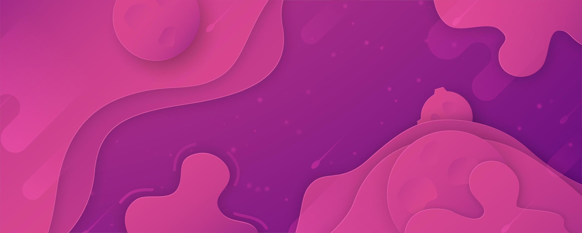 banner de formas fluidas roxo e rosa em camadas vetor